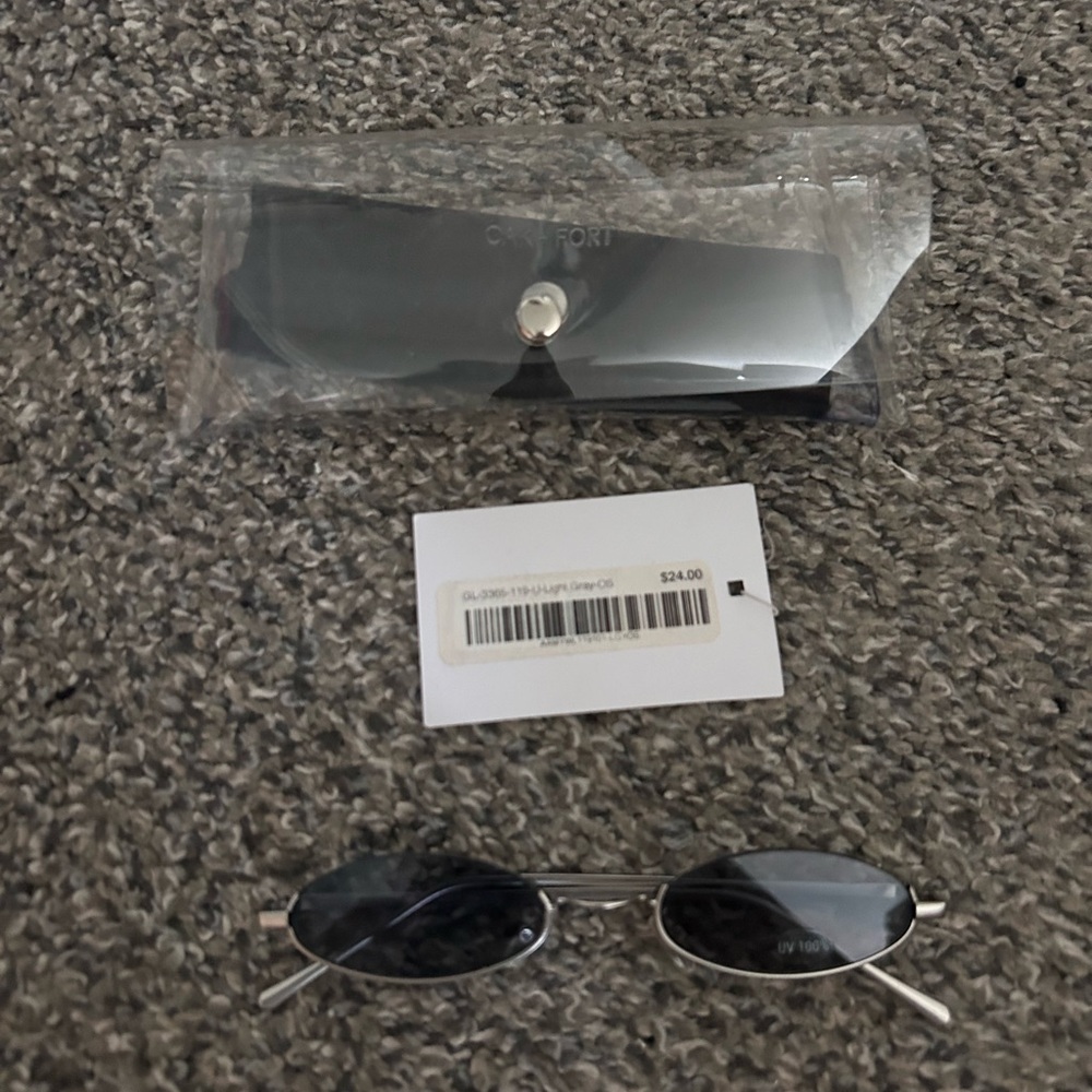 Oak + Fort Black Oval Micro Sunglasses with Silver Frame
